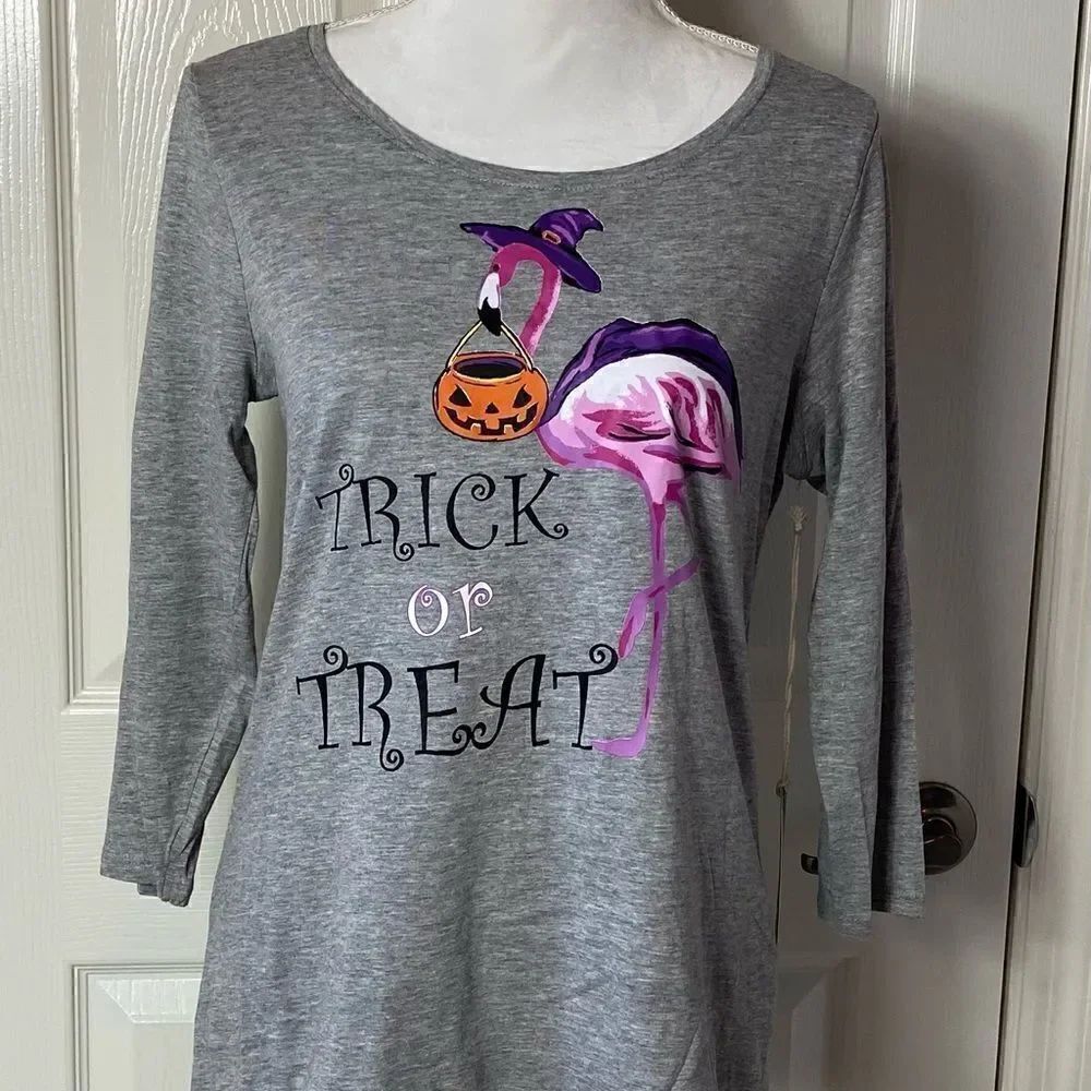 Caribbean Joe Women’s Small Trick or Treat Flamingo Top